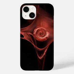 COQUE POUR iPhone 14 ROSE FRACTAL ROUGE ANTIQUE