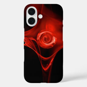 COQUES iPhone 16  ROSE FRACTAL ROUGE EN NOIR