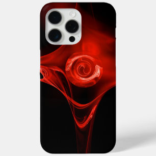 COQUE iPhone 15 PRO MAX ROSE FRACTAL ROUGE EN NOIR