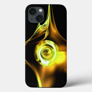 ETUI iPhone Case-Mate ROSE FRACTALE JAUNE BRUN BLANC