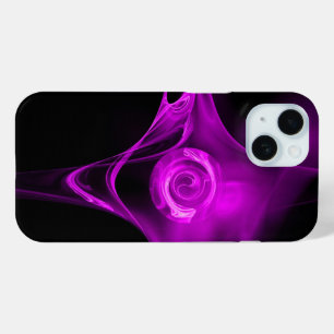 COQUE POUR iPhone 15 ROSE FRACTALE VIOLETTE POURPRE