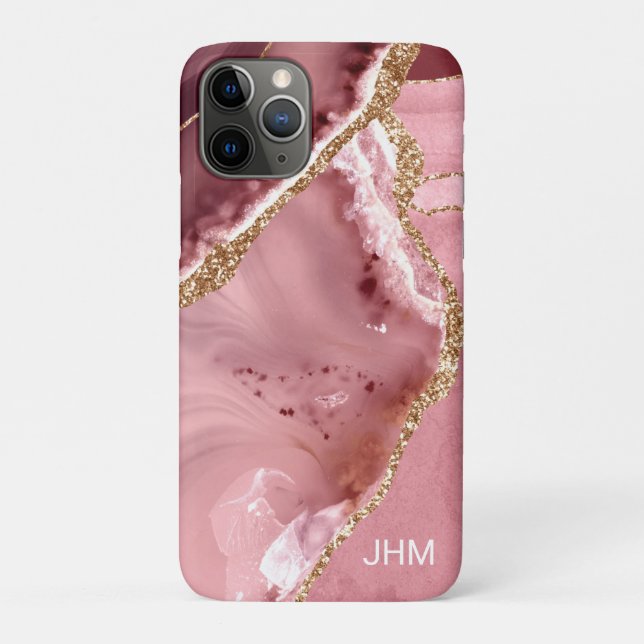 Coques Case-Mate iPhone Rose Gold Agate Moderne (Dos)