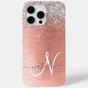 Coque iPhone 15 Pro Max Rose Gold brossé Parties scintillant métallique No