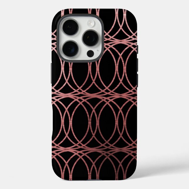 Coques Case-Mate iPhone Rose Gold Circle Trellis5 sur Noir (Verso)