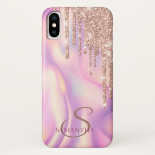 Case-Mate iPhone Case Rose Gold Élégant Paillettes Drips Holographique