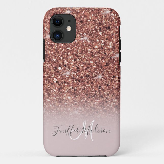 Coques Case-Mate iPhone Rose Gold Glitter Drips (Dos)