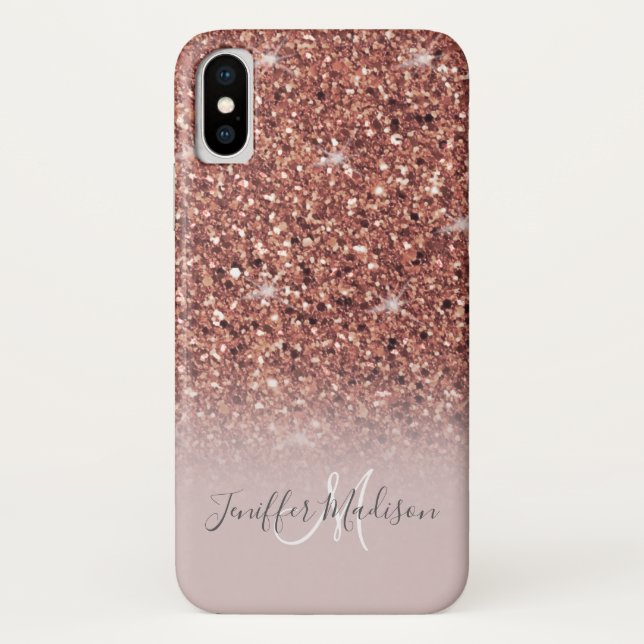 Coques Case-Mate iPhone Rose Gold Glitter Drips (Dos)
