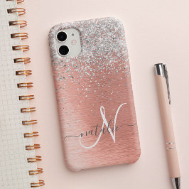 Coque Pour iPhone 14 Plus Rose Gold Jolie fille Parties scintillant argent b