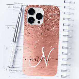 Coque Pour Pour iPhone 14 Pro Max Rose Gold Jolie fille Parties scintillant argent b