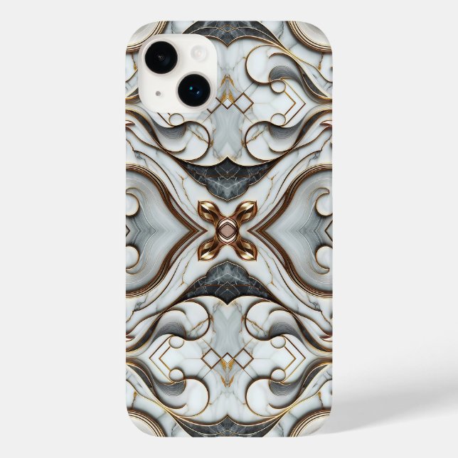 Coques Case-Mate iPhone Rose Gold Marble Blanc Luxe Glam (Verso)