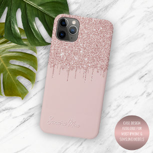 Case-Mate iPhone Case Rose Gold Pailleté Art Personnalisé Rose Pastel