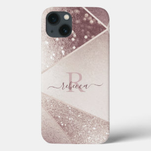 Case-Mate iPhone Case Rose Gold Pailleté Monogramme Nom Personnalisé 
