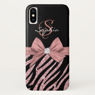Case-Mate iPhone Case Rose Gold Parties scintillant Black Zebra Stripes 