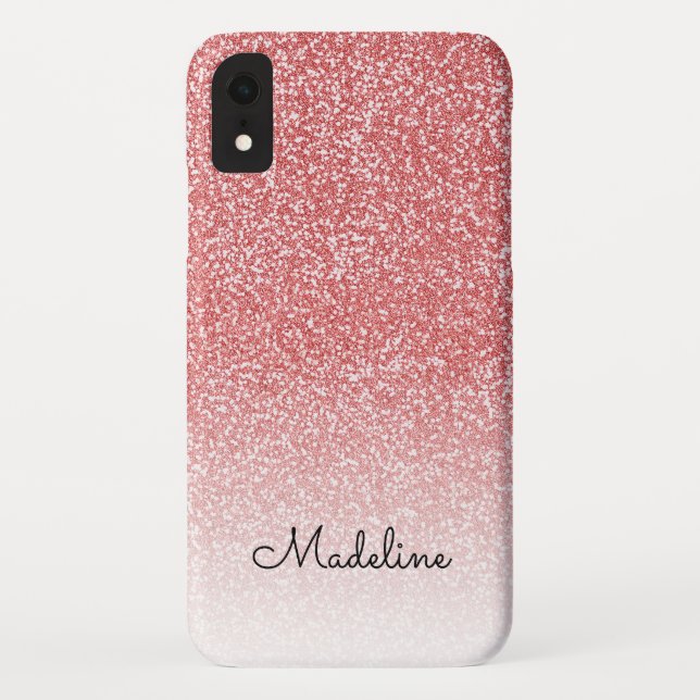 Coques Case-Mate iPhone Rose Gold Parties scintillant Ombre Black Script N (Dos)
