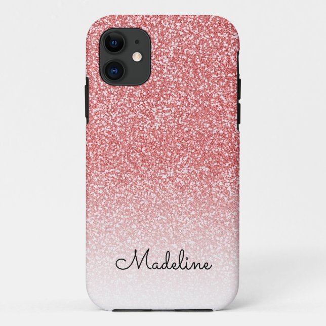 Coques Case-Mate iPhone Rose Gold Parties scintillant Ombre Black Script N (Dos)