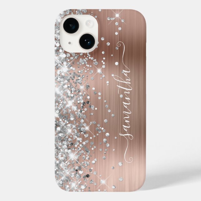 Coques Case-Mate iPhone Rose Gold Parties scintillant Silver Glam Girl Sig (Verso)