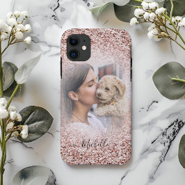Case-Mate iPhone Case Rose Gold Parties scintillant Sparkle Photo Monogr