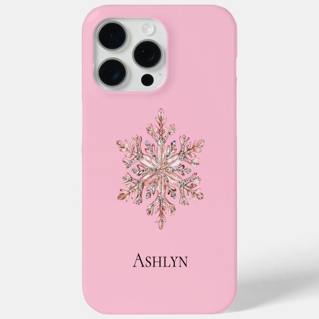 Coques Case-Mate iPhone Rose Gold Snowflake Nom de Noël (Verso)