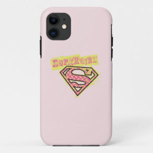 Coques Pour iPhone Rose grunge de logo de Supergirl