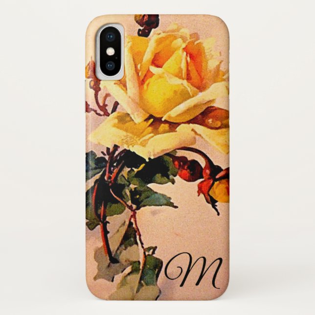 Coques Case-Mate iPhone Rose jaune vintage (Dos)