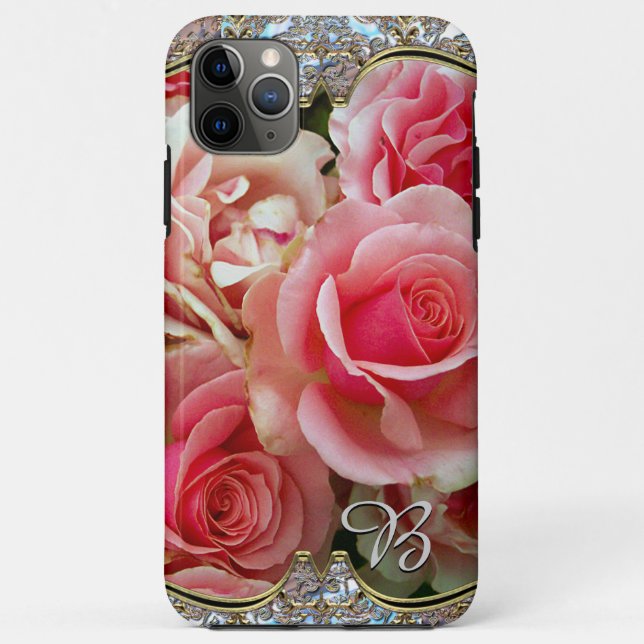 Coques Case-Mate iPhone Rose Juxtapose Monogramme (Dos)