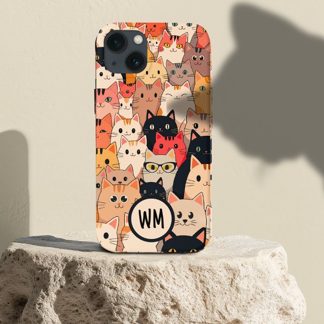 Coques Case-Mate iPhone Rose mignon chaud trop de chats Nom personnalisé (Créateur téléchargé)