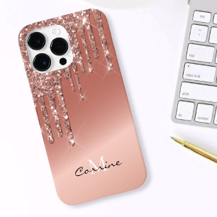 Coque Pour Pour iPhone 14 Pro Max Rose Monogramme Gold Side Driving Parties scintil