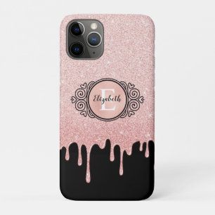 Case-Mate iPhone Case Rose noir fille Parties scintillant d'or Monogram