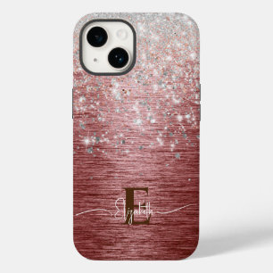 Coque Pour iPhone 14 Rose or brossé métal brossé Parties scintillant ar