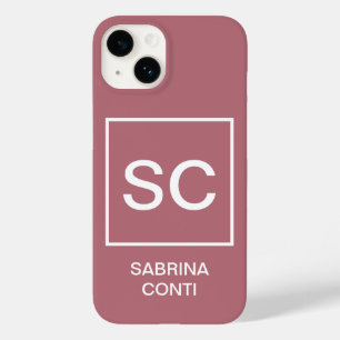 Coque Pour iPhone 14 Rose or couleur professionnelle simple nom monogra