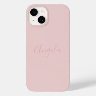 Coque Pour iPhone 14 Rose Pâle avec Nom iPhone 14