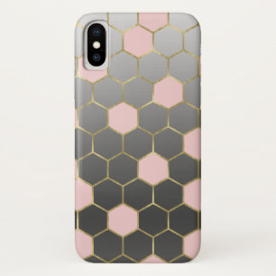 Case-Mate iPhone Case Rose Pâle Gris & Or Hexagone Moderne Glamour