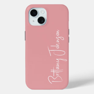 Coque Pour iPhone 15 Rose Pâle Monogrammé