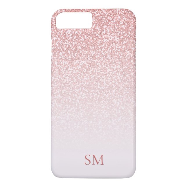 Coques Case-Mate iPhone Rose Parties scintillant or Blush rose Ombre Monog (Dos)