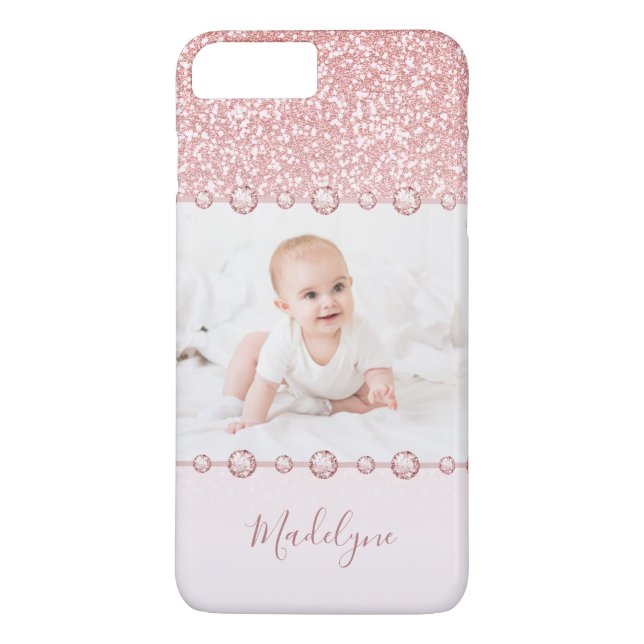 Coques Case-Mate iPhone Rose Parties scintillant rose Rhinestone Nom Photo (Dos)