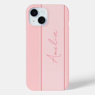Coque Pour iPhone 15 Rose personnalisé minimal