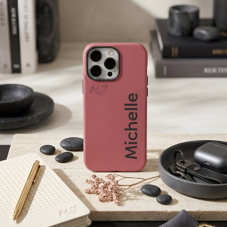 Coques iPhone 16 Pro Max Rose Poussiéreuse Pastel Moderne Esthétique Nom Pe