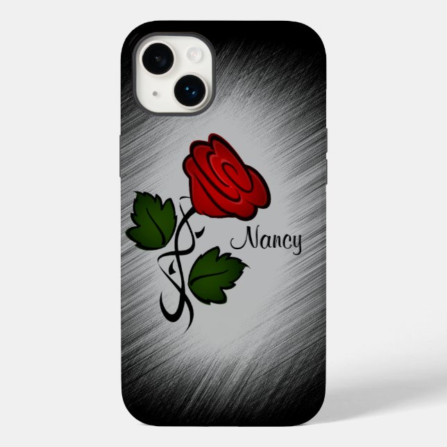 Coques Case-Mate iPhone Rose Rouge avec Nom (Verso)