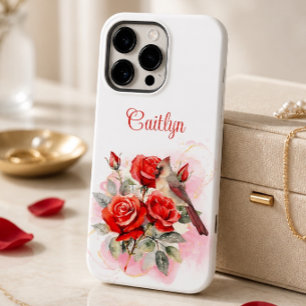 Coque Pour Pour iPhone 14 Pro Max Rose rouge et cardinal
