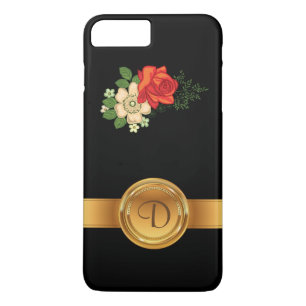 Coques Pour iPhone Rose rouge et marguerites Monogramme personnalisé