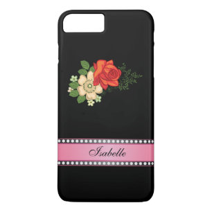 Coques Pour iPhone Rose rouge et marguerites rose Nom personnalisé