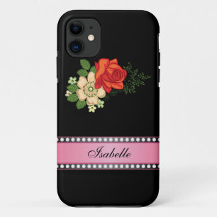 Coques Pour iPhone Rose rouge et marguerites rose personnalisées