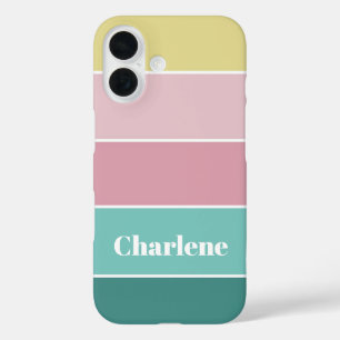 Coques iPhone 16 rose vert personnalisé Couleur de l'été Blocs