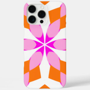 Coques iPhone 16 Pro Max Rose Violet Et Géométrique Florale Orange