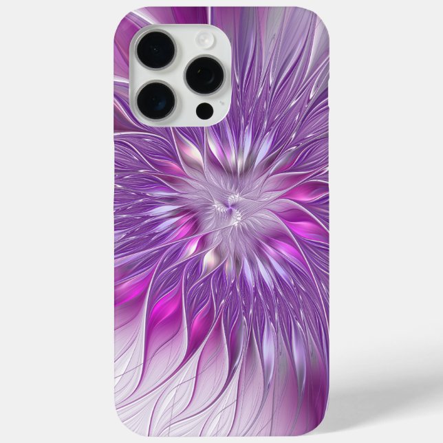 Coques Case-Mate iPhone Rose violet passion Fleur Art Abstrait Fractal (Verso)