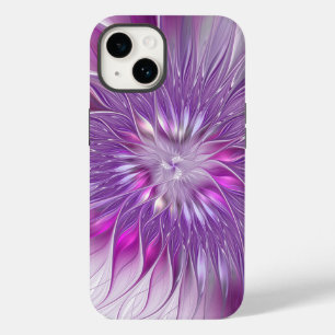 Coque Pour iPhone 14 Rose violet passion Fleur Art Abstrait Fractal