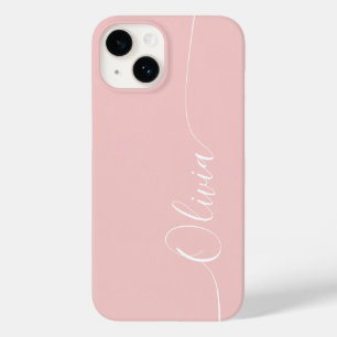 Coque Pour iPhone 14 Rose White Elegant Calligraphie Nom du script