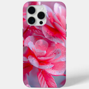 Coque iPhone 15 Pro Max Rosée Rouge Floraison Rose
