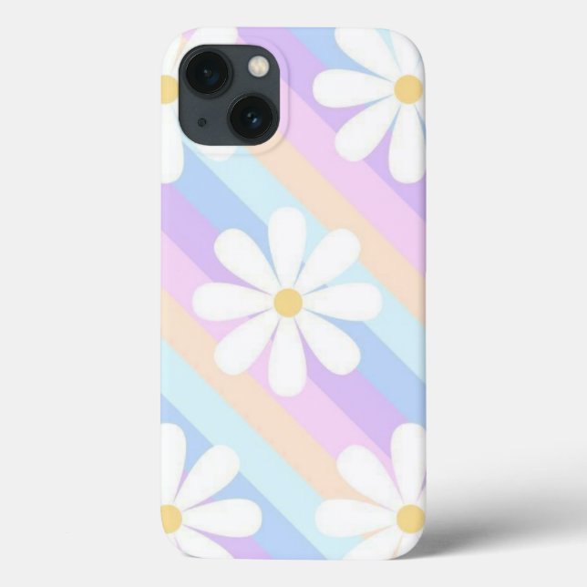 Coques Case-Mate iPhone roses blanches avec un arrière - plan coloré (Verso)