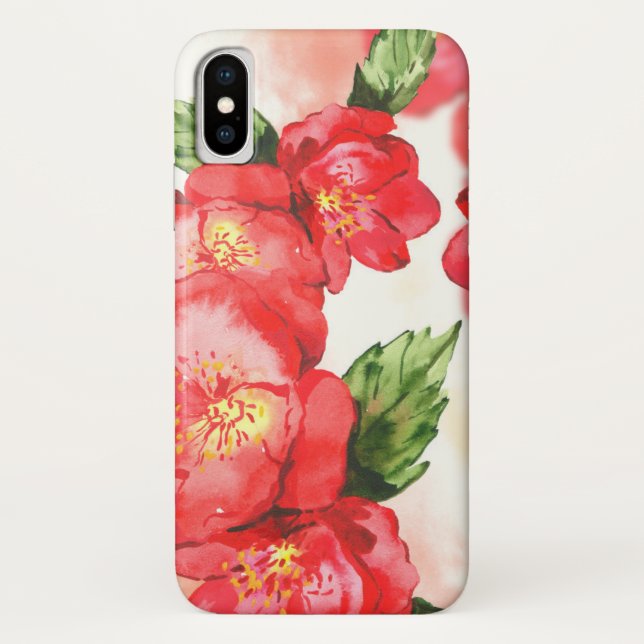 Coques Case-Mate iPhone Roses d'aquarelle douce rouge et rose (Dos)